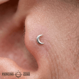 Moonlet Pin - 14K Gold Crescent Threadless End - piercing - zone.com