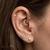 Moonlight Pin Large - 14K Gold Gem Threadless End - piercing - zone.com