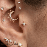 Moonlight Pin Large - 14K Gold Gem Threadless End - piercing - zone.com