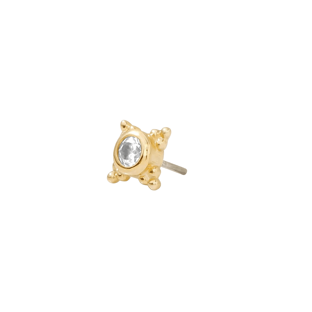 Moonlight Pin Large - 14K Gold Gem Threadless End - piercing - zone.com