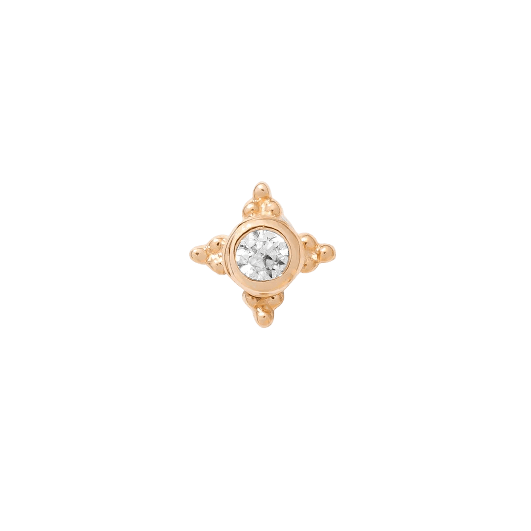 Moonlight Pin Large - 14K Gold Gem Threadless End - piercing - zone.com