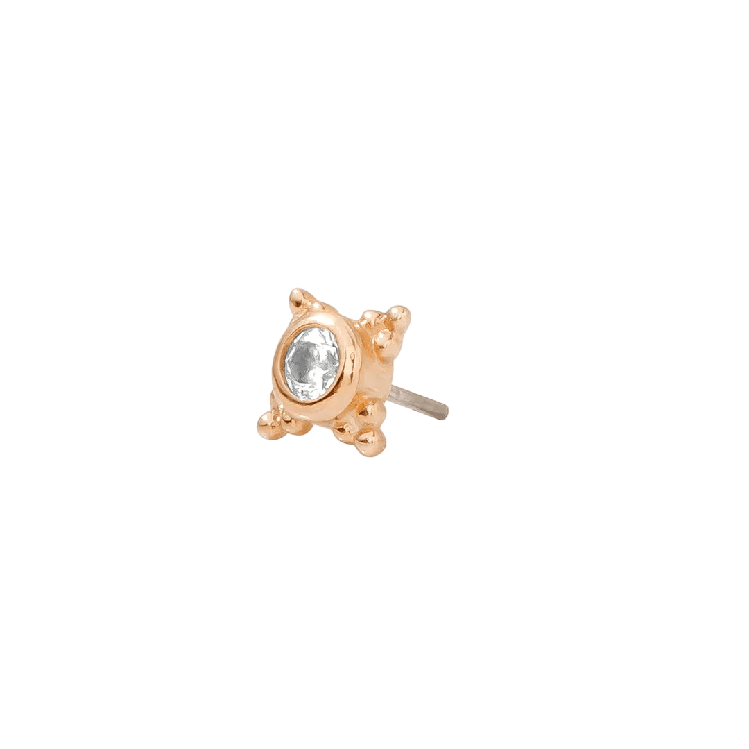 Moonlight Pin Large - 14K Gold Gem Threadless End - piercing - zone.com