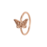 Moonlit Flutter - 14K Gold Butterfly Fixed Bead Ring - piercing - zone.com
