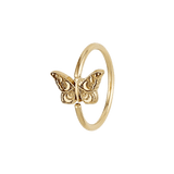 Moonlit Flutter - 14K Gold Butterfly Fixed Bead Ring - piercing - zone.com