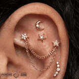 Moonshine – Crescent CZ – 14K Gold Threadless End - piercing - zone.com