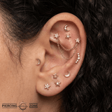 Moonshine – Crescent CZ – 14K Gold Threadless End - piercing - zone.com