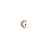 Moroccan Moon - 14K Gold Lab Blue Sapphire Threadless End - piercing-zone.com