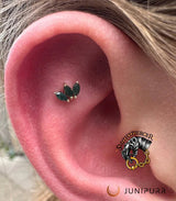 Moss Marquise Fan – 14K Gold Moss Agate Threadless End - piercing - zone.com