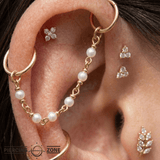 Mother of Pearl Chain – 18K Gold Pearl Piercing Chain - piercing - zone.com