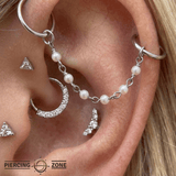 Mother of Pearl Chain – 18K Gold Pearl Piercing Chain - piercing - zone.com