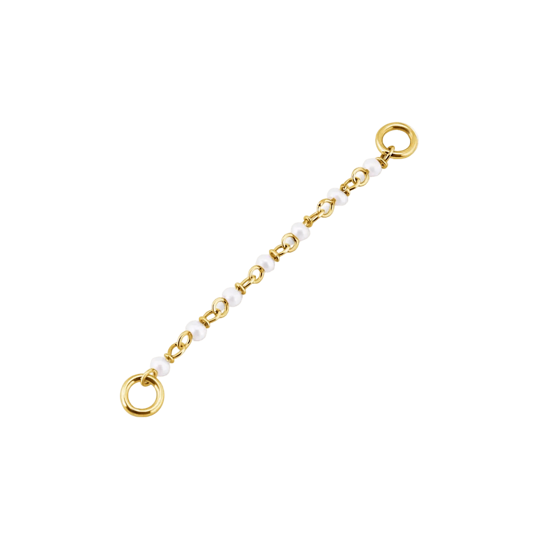 Mother of Pearl Chain – 18K Gold Pearl Piercing Chain - piercing - zone.com