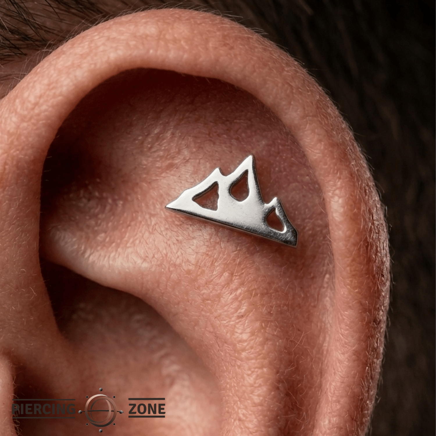 Mountain – Triple Peak Silhouette – 14K Gold Threadless End - piercing - zone.com