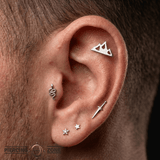 Mountain – Triple Peak Silhouette – 14K Gold Threadless End - piercing - zone.com