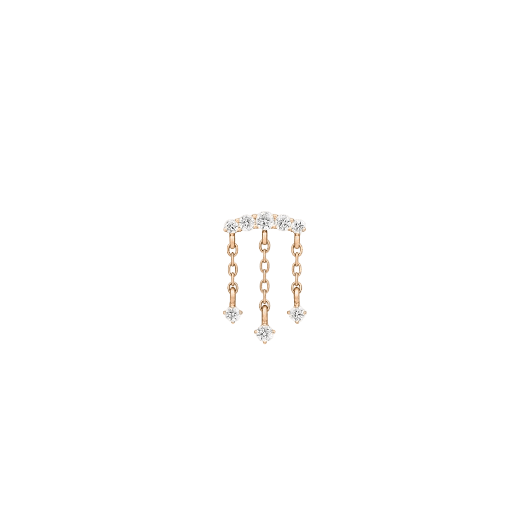 Moving On CZ Chain Arc – 14K Gold Threadless End - piercing - zone.com