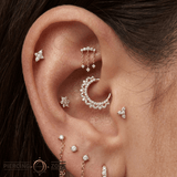 Moving On CZ Chain Arc – 14K Gold Threadless End - piercing - zone.com