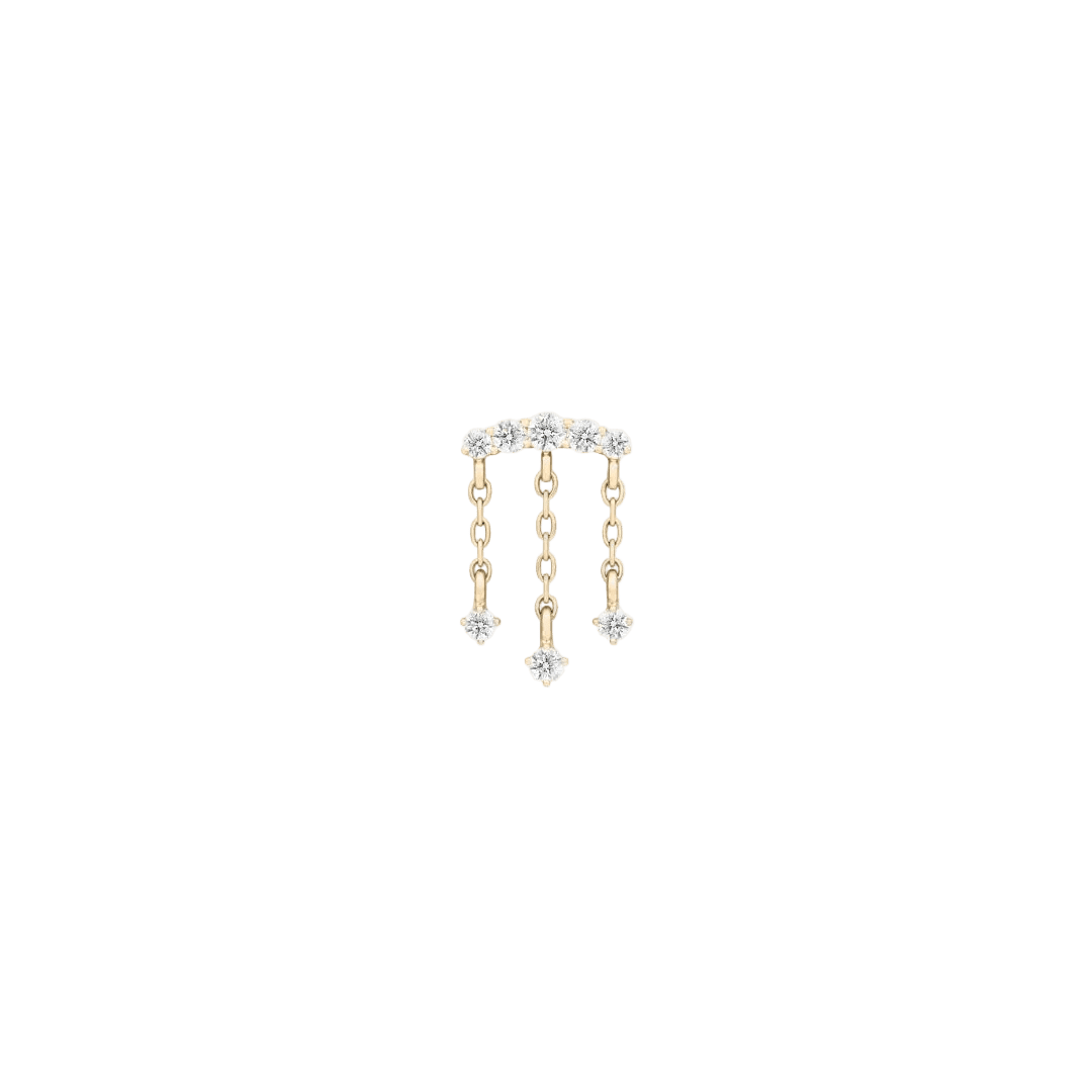 Moving On CZ Chain Arc – 14K Gold Threadless End - piercing - zone.com