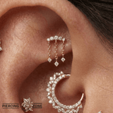 Moving On CZ Chain Arc – 14K Gold Threadless End - piercing - zone.com