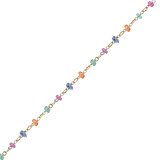 Multi - Color Sapphire Bead Chain – 18K Gold Gemstone Chain - piercing - zone.com