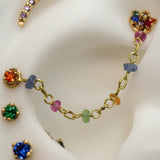 Multi - Color Sapphire Bead Chain – 18K Gold Gemstone Chain - piercing - zone.com