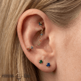 Multi - Color Sapphire Bead Chain – 18K Gold Gemstone Chain - piercing - zone.com