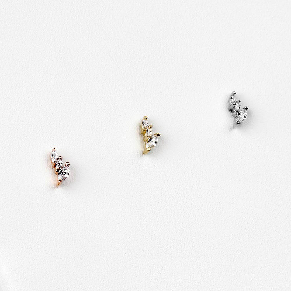 Multiplicity – Marquise - Cut CZ Cluster – 14K Gold Threadless End - piercing - zone.com