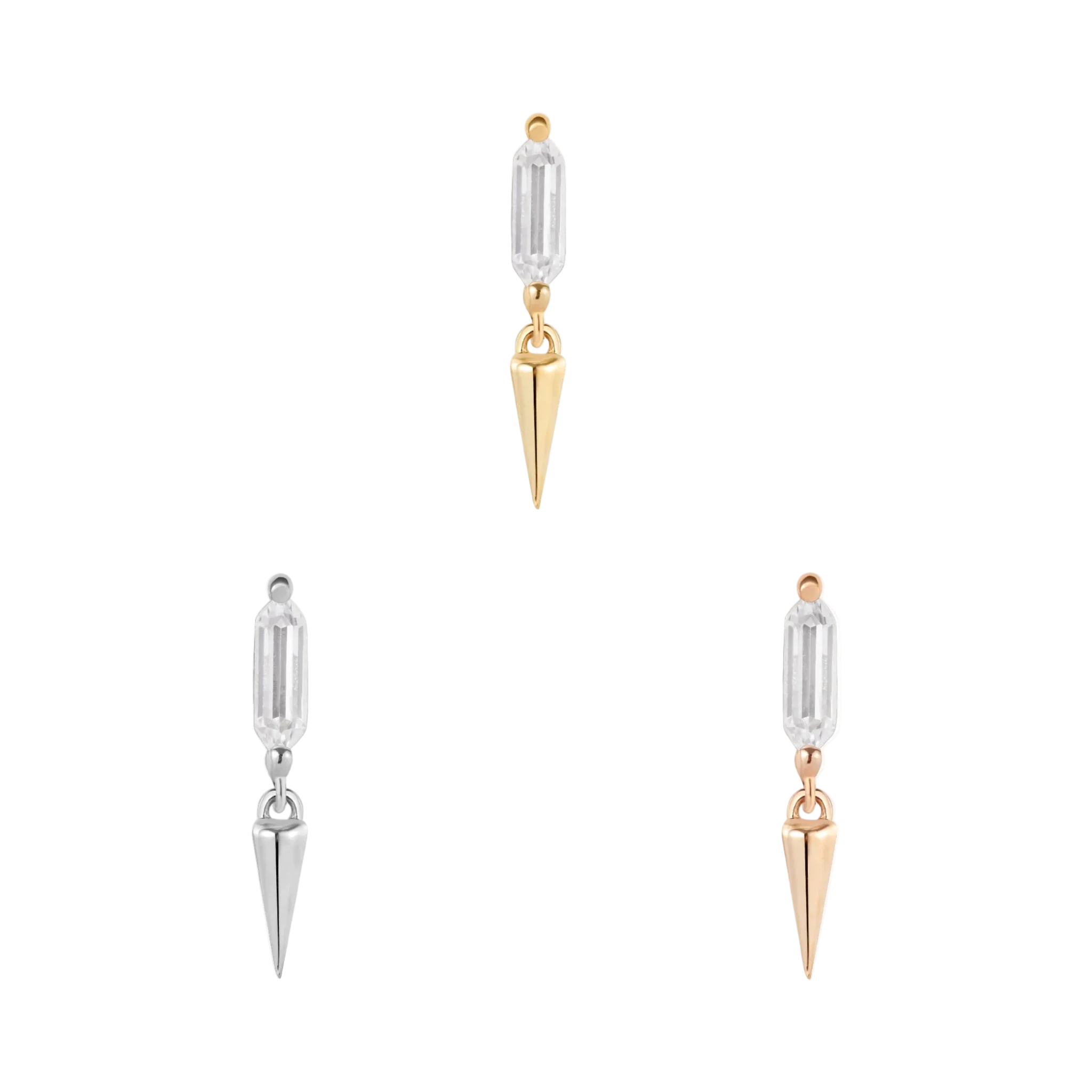 Musea Elongated CZ – 14K Gold Threadless End - piercing - zone.com