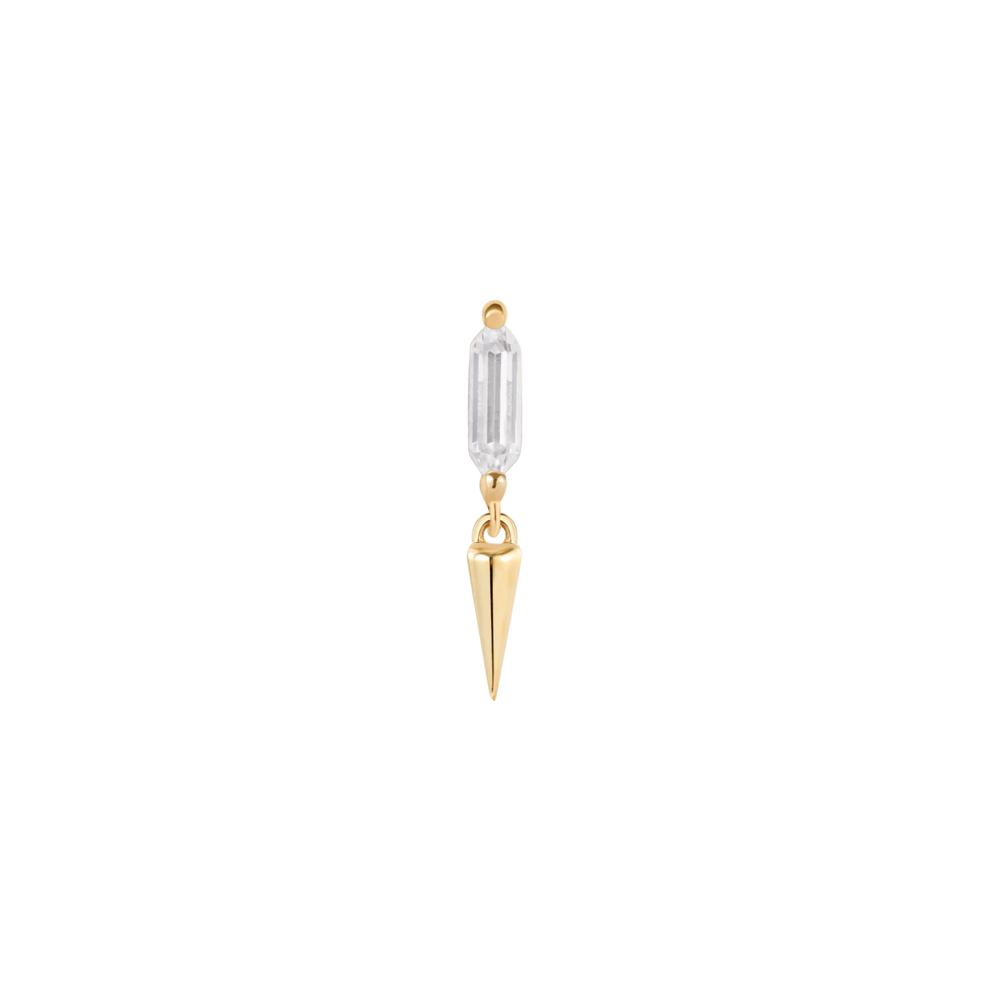 Musea Elongated CZ – 14K Gold Threadless End - piercing - zone.com