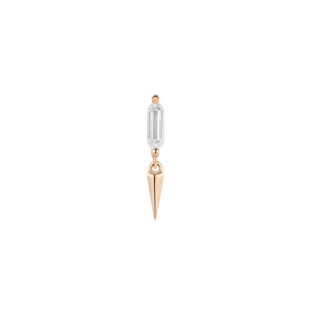 Musea Elongated CZ – 14K Gold Threadless End - piercing - zone.com