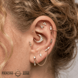 Musea Elongated CZ – 14K Gold Threadless End - piercing - zone.com