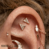 Musea Elongated CZ – 14K Gold Threadless End - piercing - zone.com