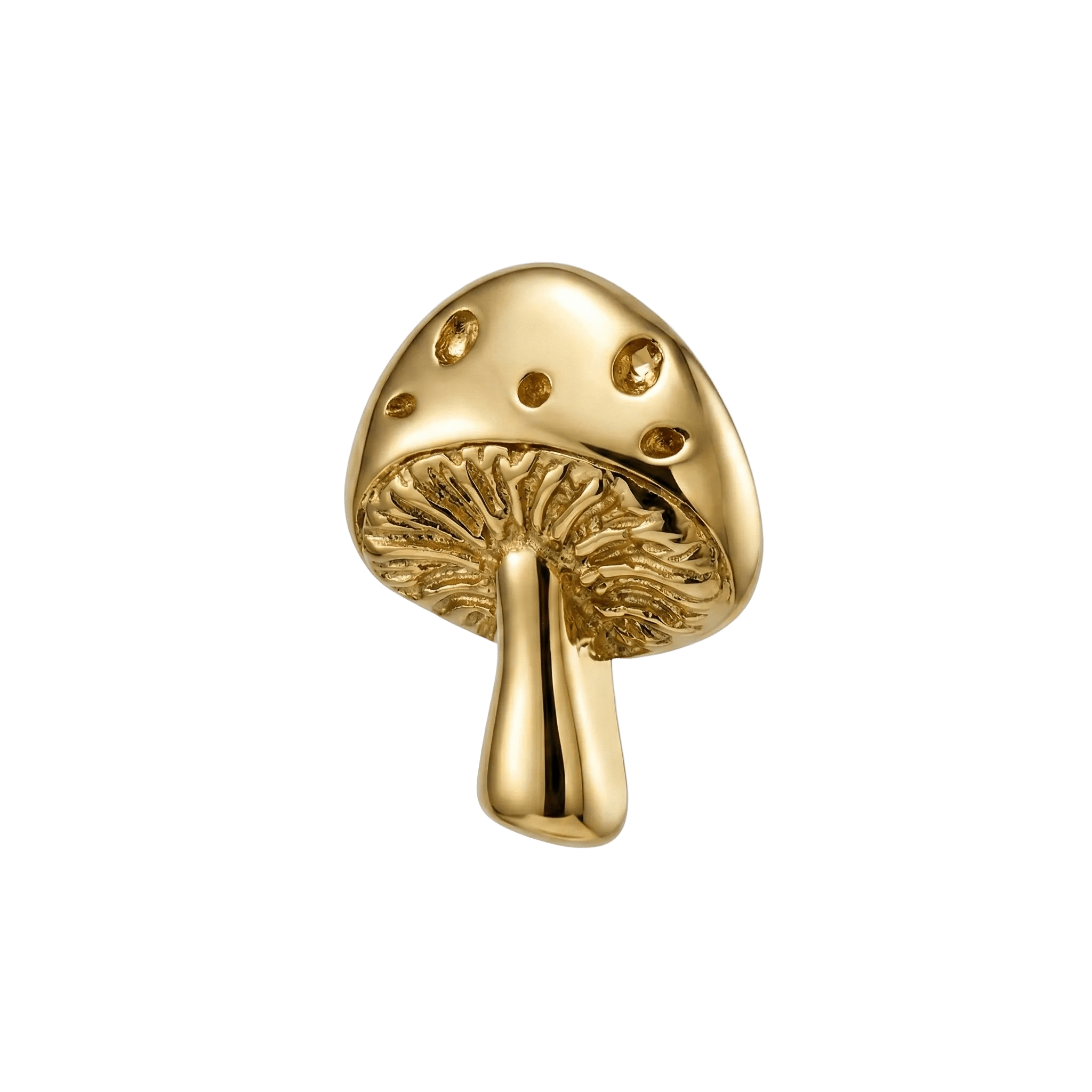 Mushroom – 14K Gold Threadless/Threaded End - piercing - zone.com