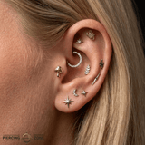 Mushroom – 14K Gold Threadless/Threaded End - piercing - zone.com