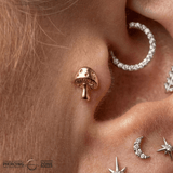 Mushroom – 14K Gold Threadless/Threaded End - piercing - zone.com