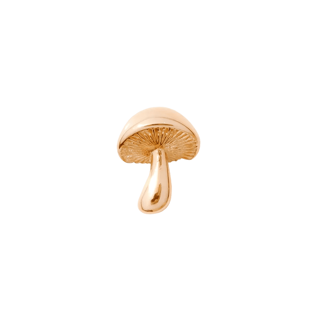 Mushroom Pin - 14K Gold Mushroom Threadless End - piercing - zone.com