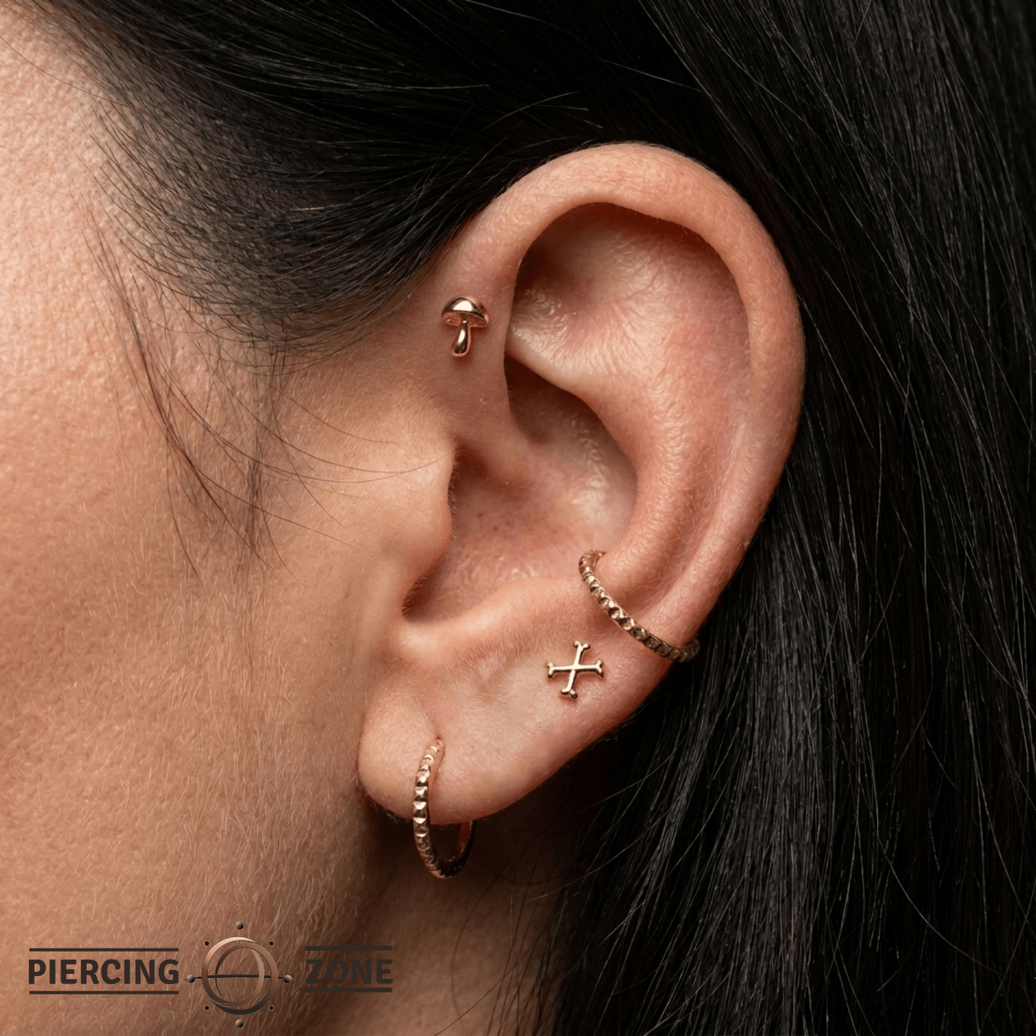 Mushroom Pin - 14K Gold Mushroom Threadless End - piercing - zone.com