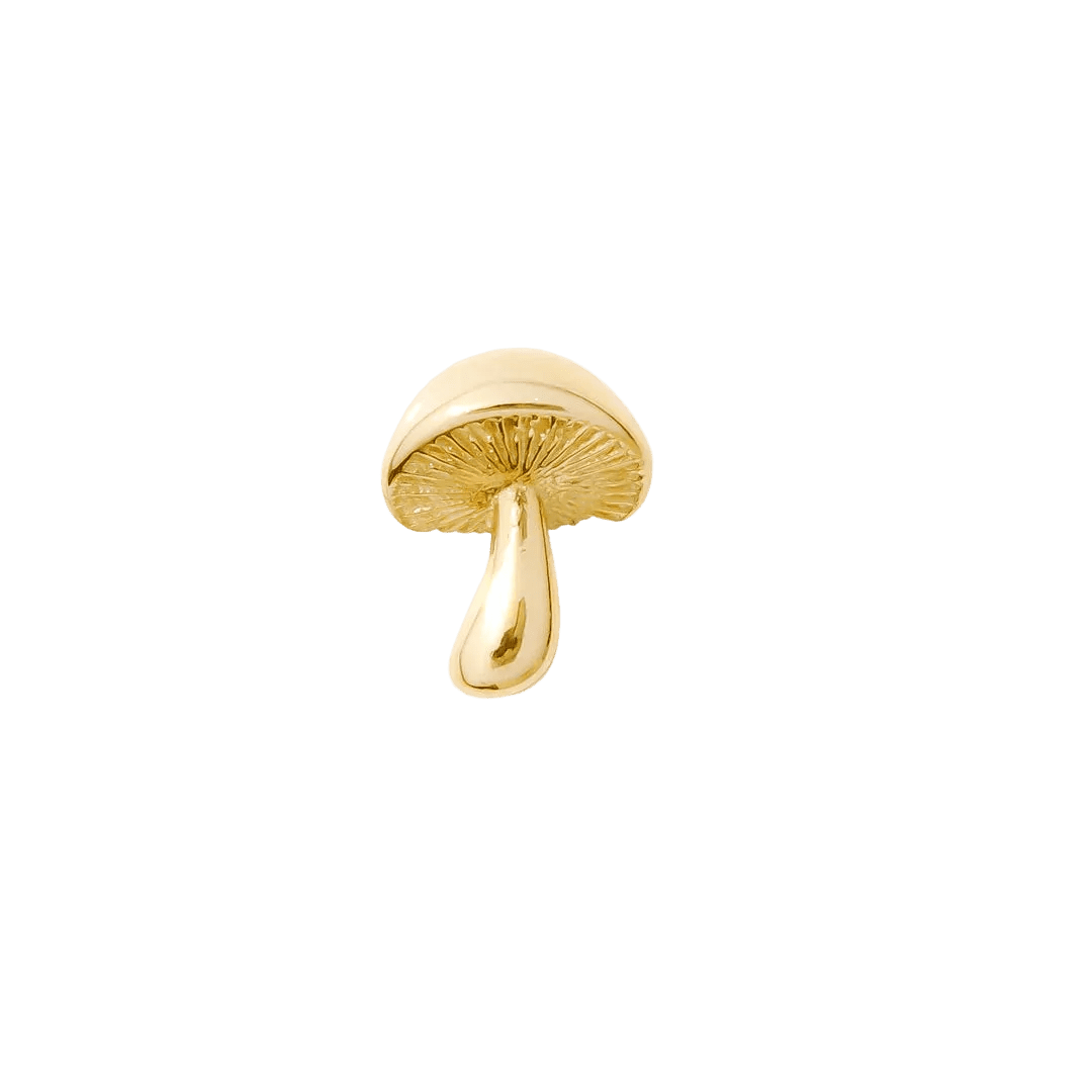 Mushroom Pin - 14K Gold Mushroom Threadless End - piercing - zone.com