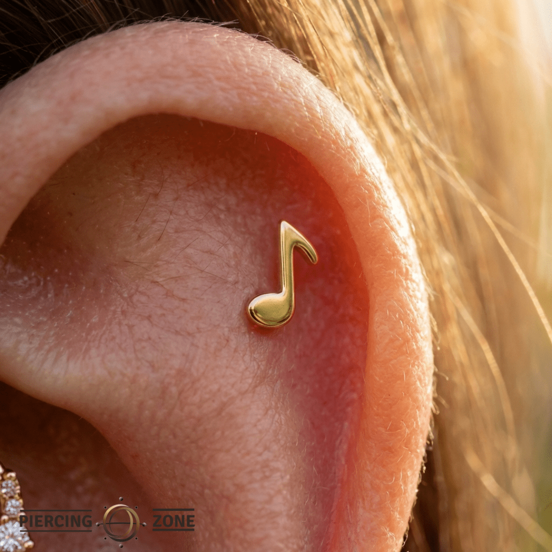 Musical Note – 14K Gold Threadless/Threaded End - piercing - zone.com