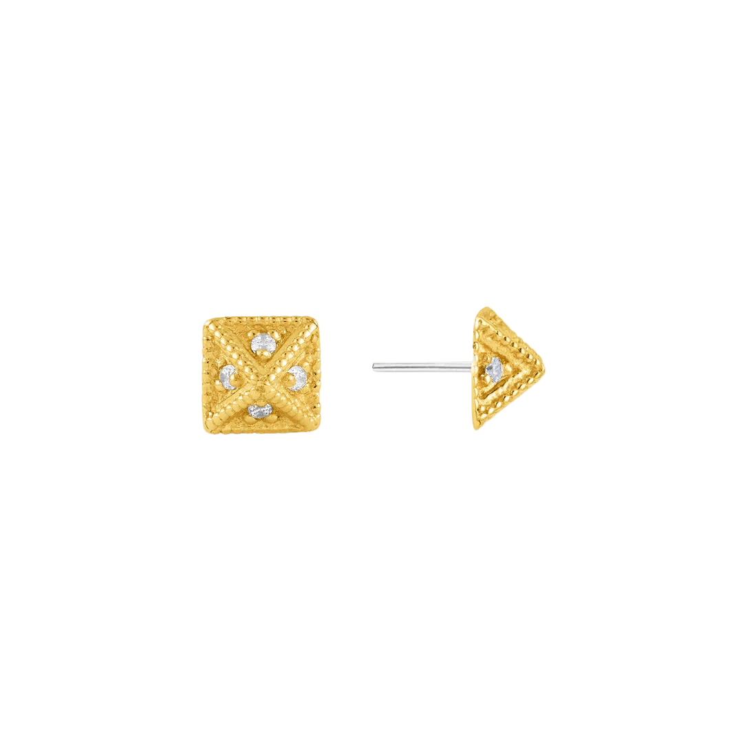 Myr Pyramid – 14K Gold Threadless/Threaded End - piercing - zone.com