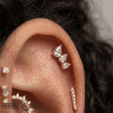Myriad – CZ Trio – 14K Gold Threadless End - piercing - zone.com