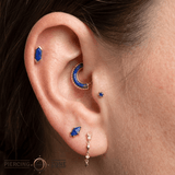 Mystic – Lapis Lazuli – 14K Gold Threadless End - piercing - zone.com