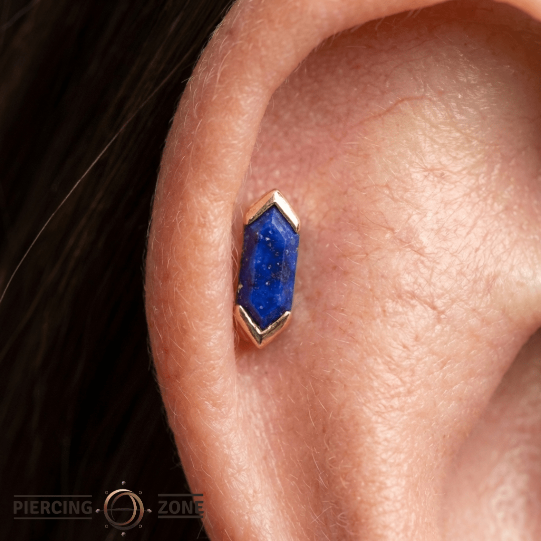 Mystic – Lapis Lazuli – 14K Gold Threadless End - piercing - zone.com