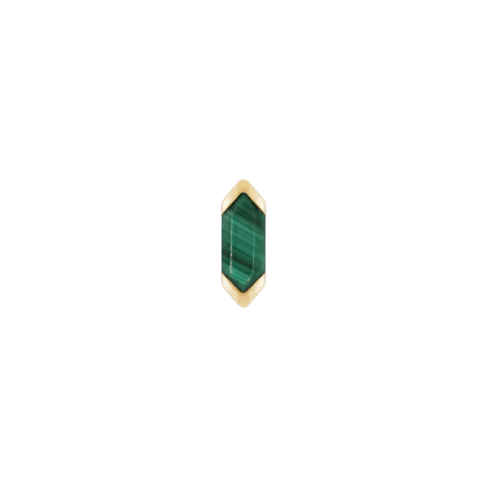 Mystic – Malachite – 14K Gold Threadless End - piercing - zone.com