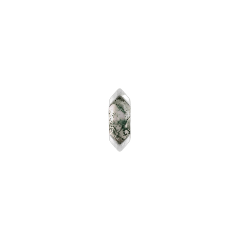 Mystic – Moss Agate – 14K Gold Threadless End - piercing - zone.com
