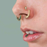 Mystic – Moss Agate – 14K Gold Threadless End - piercing - zone.com