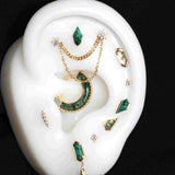 Mystic – Moss Agate – 14K Gold Threadless End - piercing - zone.com