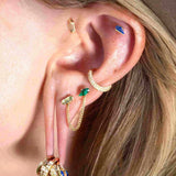 Mystic – Moss Agate – 14K Gold Threadless End - piercing - zone.com