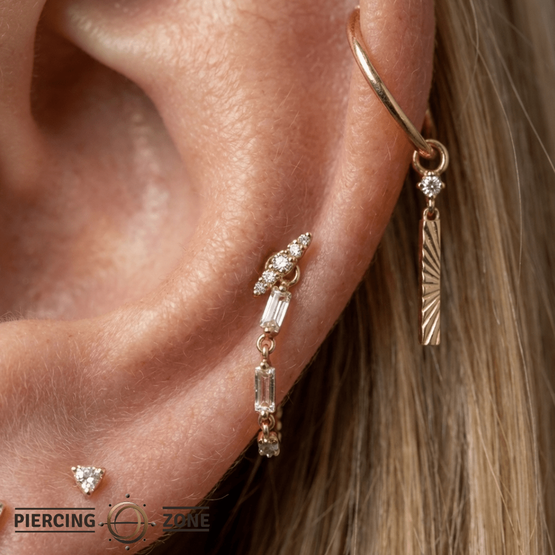 Nala – Graduated Diamond Row – 14K Gold Threadless End - piercing - zone.com