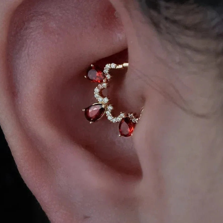 Nareh Clicker with Pear & Pavé Gems – 14K & 18K Gold - piercing - zone.com