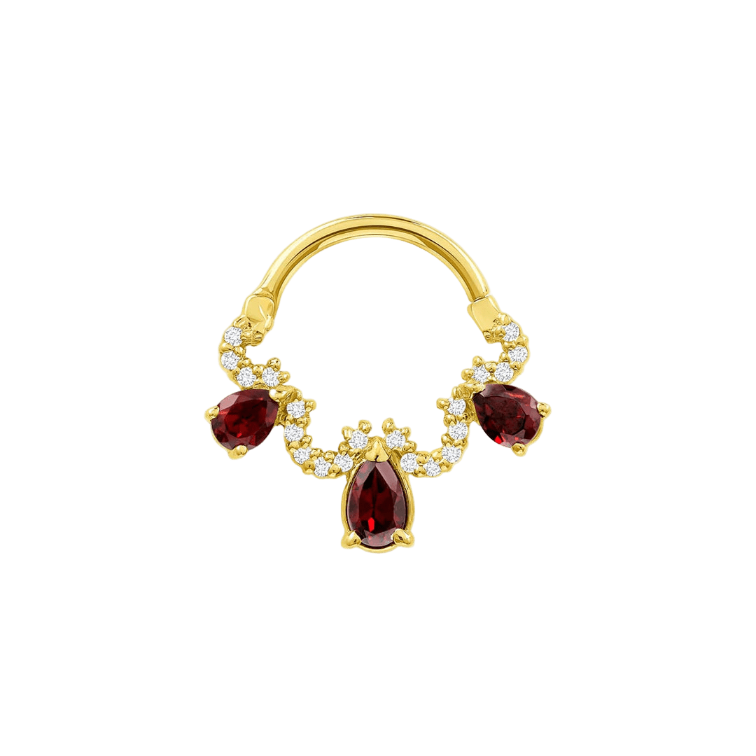 Nareh Clicker with Pear & Pavé Gems – 14K & 18K Gold - piercing - zone.com