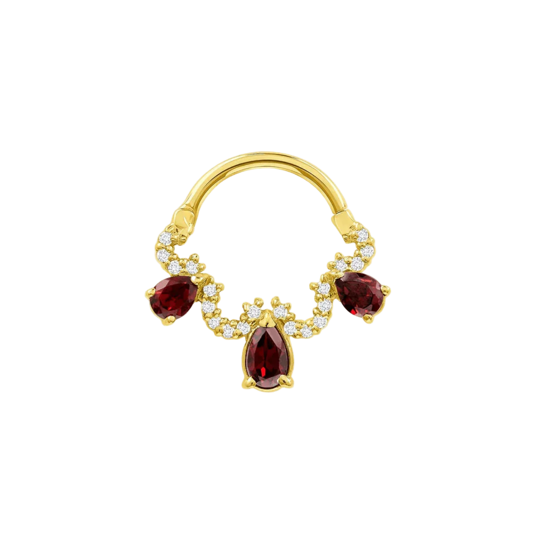 Nareh Clicker with Pear & Pavé Gems – 14K & 18K Gold
